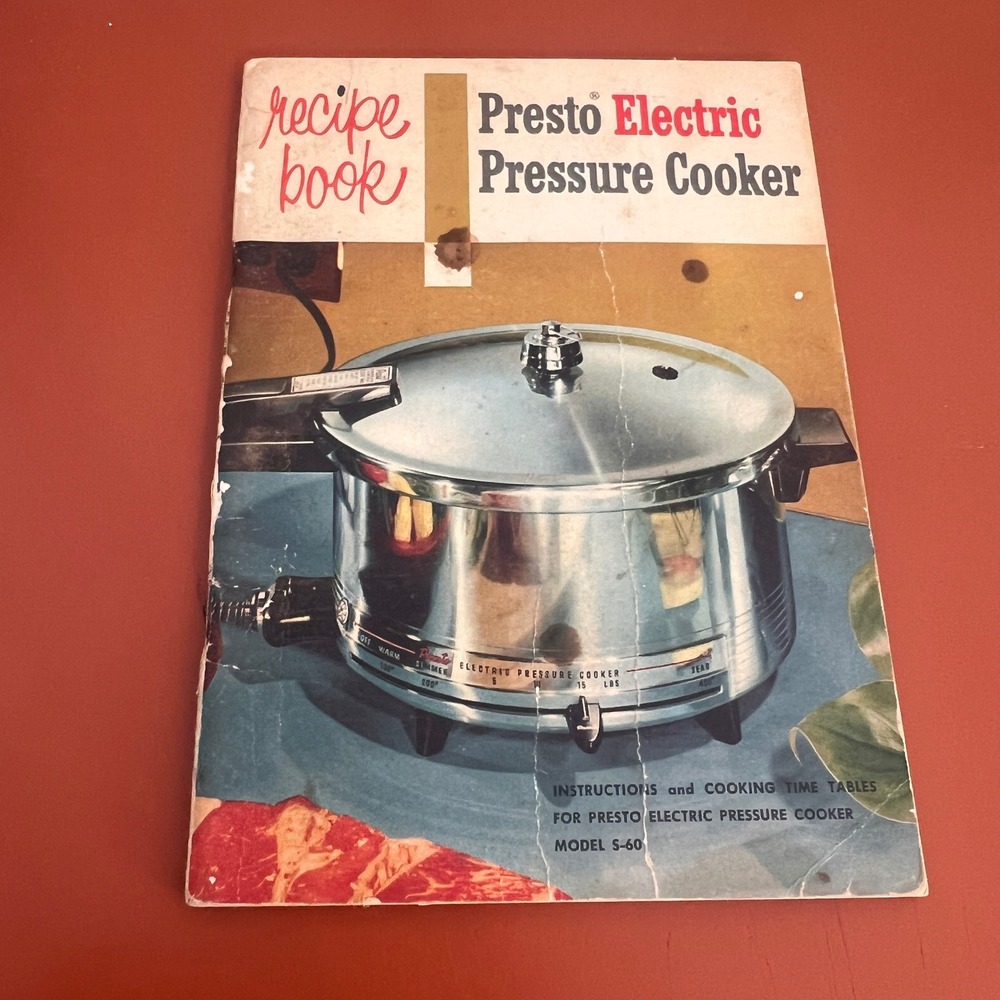 Vintage 1955 Presto Electric Pressure Cooker Model S-60 Recipe Book Instructions